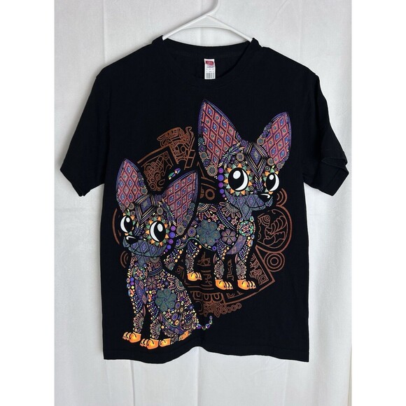 Chihuahua T-shirt Adult Size Small Neon Graphic Aztec Mexican Art Cotton LRD2-5 - Picture 1 of 5